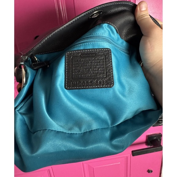 Vtg Y2K Coach Chelsea Pebble Leather Turnlock Top Bag Purse D05S-8A38 BLUE Navy - Picture 4 of 13